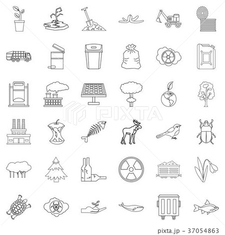 Catastrophe icons set, outline style 37054863