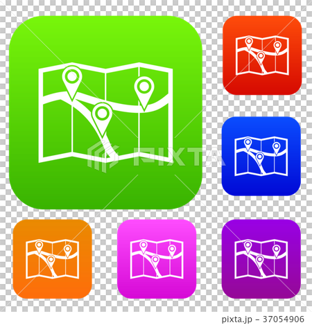 Map with pin pointers set collection Map with pin pointers set collection 37054906
