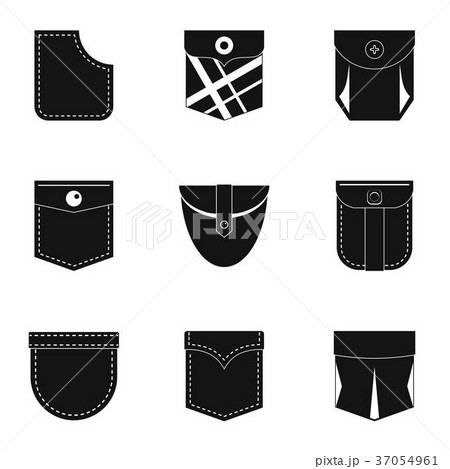 Classic pocket icon set, simple style Classic pocket icon set, simple style 37054961