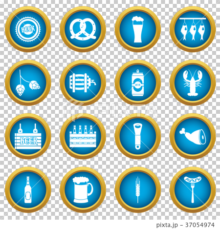 Beer icons blue circle set Beer icons blue circle set 37054974