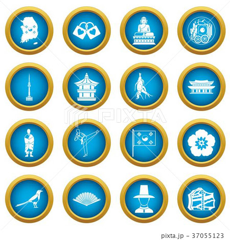 South Korea icons blue circle set 37055123