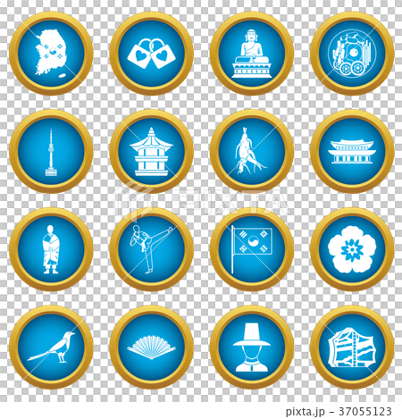 South Korea icons blue circle set 37055123