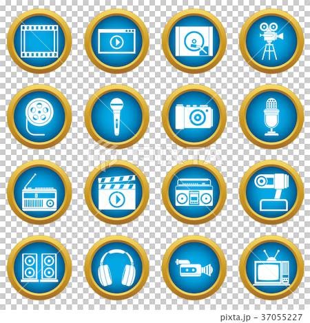 Audio and video icons blue circle set - Stock Illustration [37055227 ...