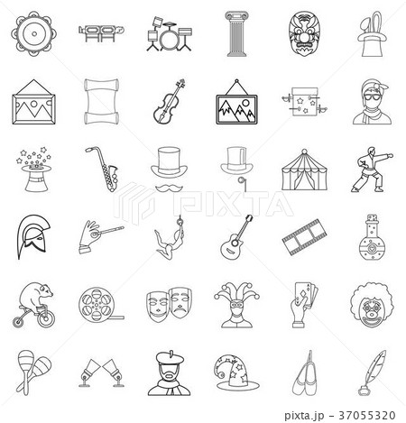 Circus icons set, outline style Circus icons set, outline style 37055320