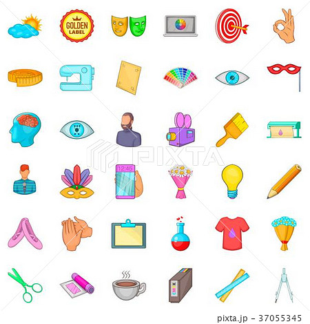 Brushing icons set, cartoon style Brushing icons set, cartoon style 37055345