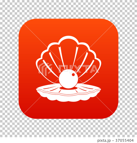 Pearl in a sea shell icon digital red Pearl in a sea shell icon digital red 37055404