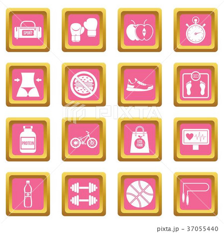 Healthy life icons pink Healthy life icons pink 37055440