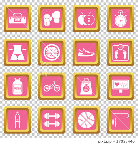 Healthy life icons pink Healthy life icons pink 37055440