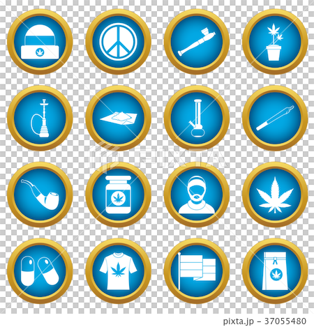 Rastafarian icons blue circle set 37055480