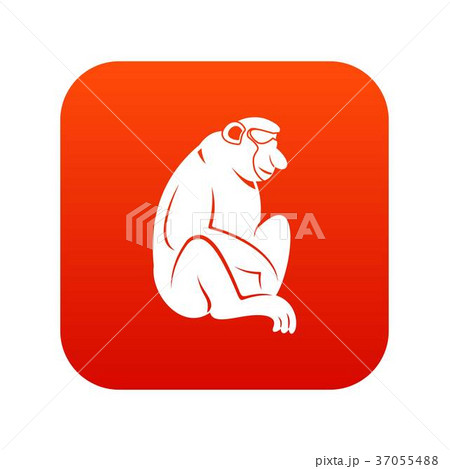 Orangutan icon digital red 37055488