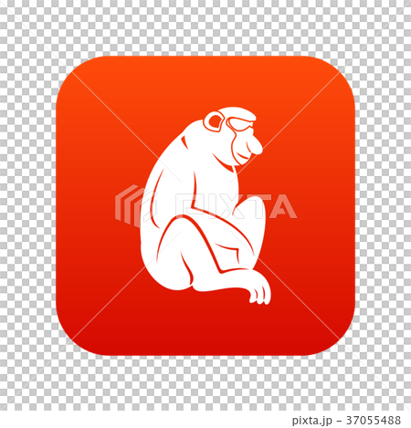 Orangutan icon digital red 37055488