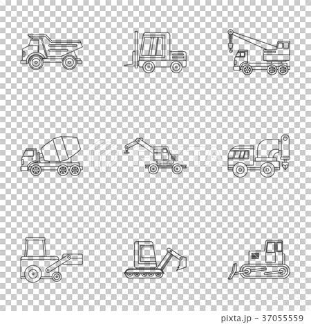Industrial vehicle icon set, outline style 37055559