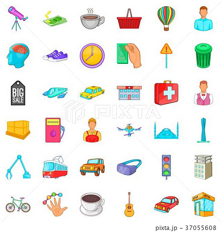 Transport icons set, cartoon style 37055608