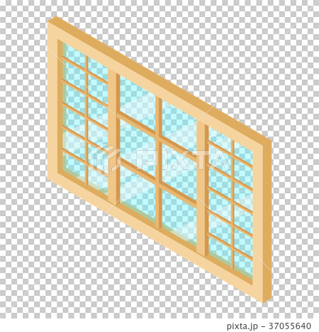 Wood window frame icon, isometric 3d style Wood window frame icon, isometric 3d style 37055640