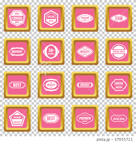 Golden labels icons pink 37055721