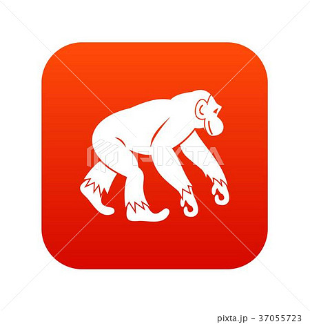 Monkey standing icon digital redのイラスト素材 [37055723] - PIXTA