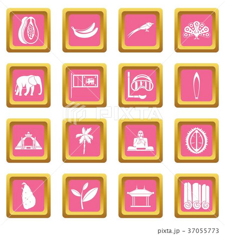 Sri Lanka travel icons pink 37055773