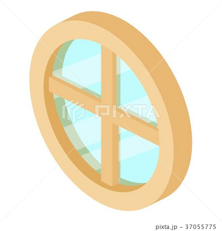 Round window frame icon, isometric 3d style Round window frame icon, isometric 3d style 37055775