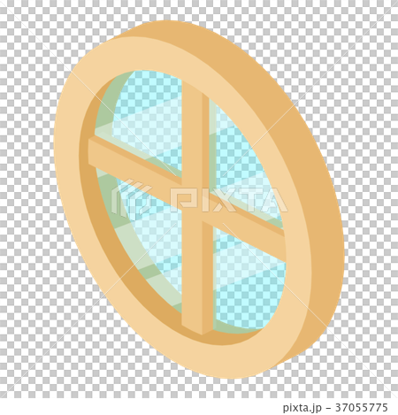 Round window frame icon, isometric 3d style Round window frame icon, isometric 3d style 37055775