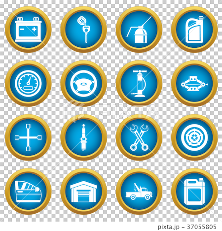 Car maintenance and repair icons blue circle set Car maintenance and repair icons blue circle set 37055805