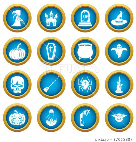 Halloween icons blue circle set Halloween icons blue circle set 37055807