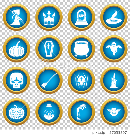 Halloween icons blue circle set Halloween icons blue circle set 37055807