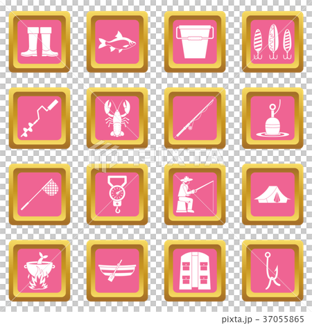 Fishing tools icons pink Fishing tools icons pink 37055865