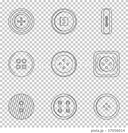Sewing clothes button icon set, outline style - Stock Illustration ...