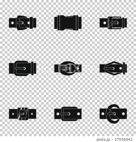 Belt buckle accessory icon set, simple style Belt buckle accessory icon set, simple style 37056042