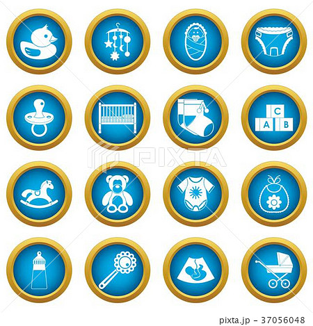 Newborn icons blue circle set Newborn icons blue circle set 37056048