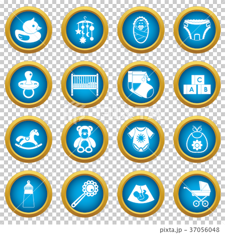 Newborn icons blue circle set Newborn icons blue circle set 37056048