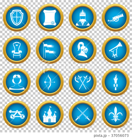 Knight medieval icons blue circle set Knight medieval icons blue circle set 37056073