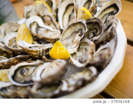 oysters with lemon oysters with lemon 37056168