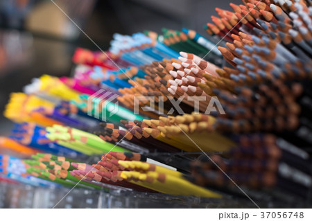 Image of multicolored pencils in plastic boxes Image of multicolored pencils in plastic boxes 37056748