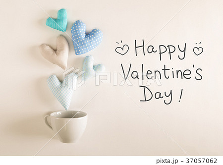 Valentine's Day message with blue heart cushions Valentine's Day message with blue heart cushions 37057062