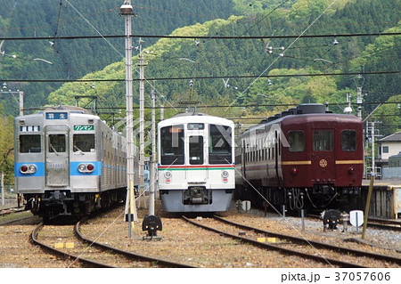 秩父鉄道の風景 三峰口駅車両基地の写真素材