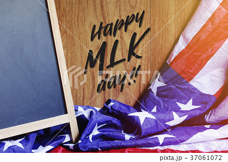 Happy MLK Day Typography on USA Flag Scene Happy MLK Day Typography on USA Flag Scene 37061072