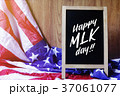Happy MLK Day Typography on USA Flag Scene 37061077