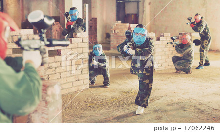 Teams on the paintball ground Teams on the paintball ground 37062246