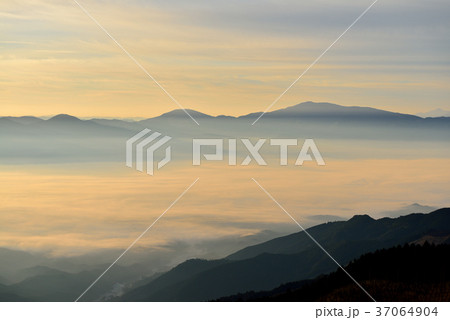 人吉盆地の雲海の写真素材