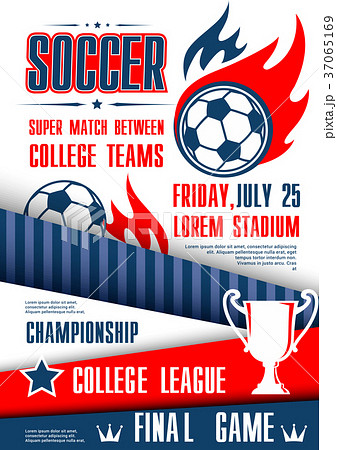 Soccer or football sport tournament match poster Soccer or football sport tournament match poster 37065169