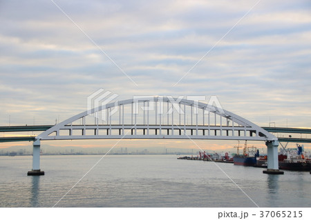 朝の阪神高速5号湾岸線・六甲アイランド大橋 37065215