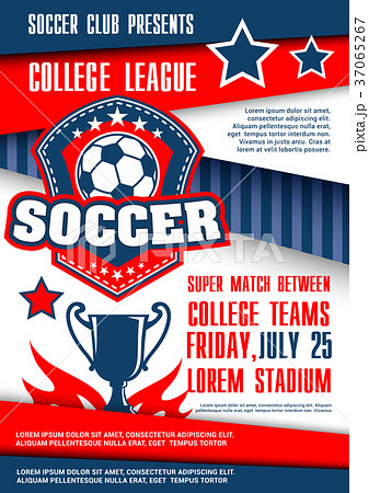 Sport match poster with soccer ball badge Sport match poster with soccer ball badge 37065267