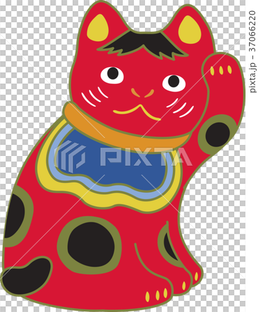 招き猫　赤 37066220