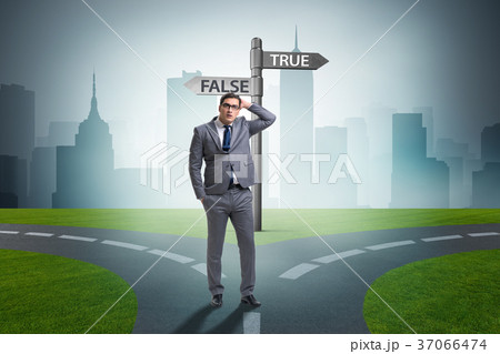 Businessman in difficult choice concept 37066474