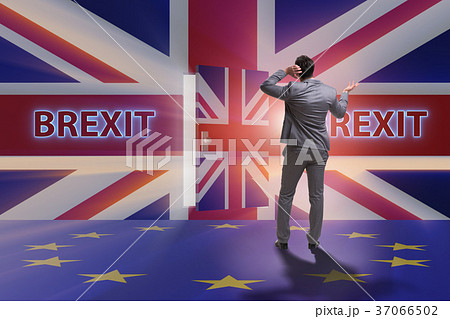Businessman in Brexit concept - UK leaving EU 37066502