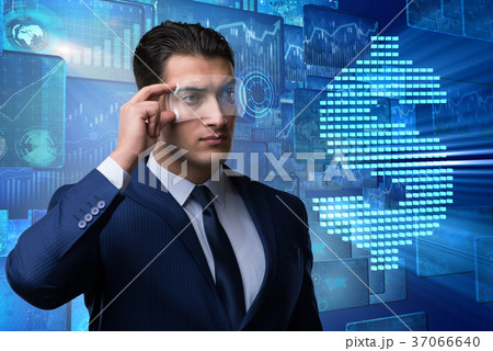 Future of currency trading with businessman Future of currency trading with businessman 37066640