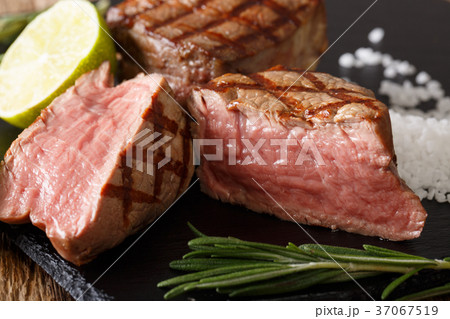 filet mignon steak with lime and rosemary macro 37067519