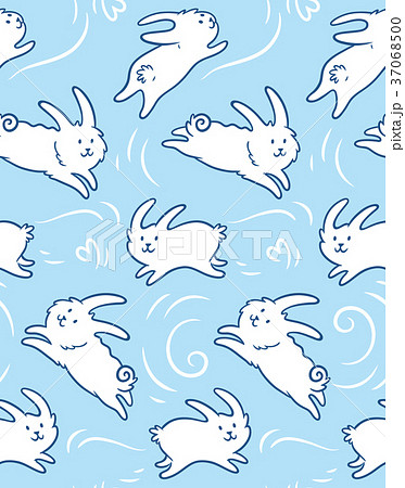 Seamless pattern with cute rabbits shapes 37068500