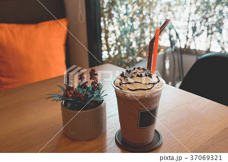 chocolate frappe with whipped cream 37069321